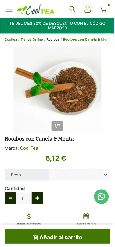 Cooltea versión mobile