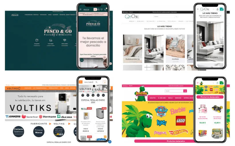Tiendas online hechas con OpenTiendas, en ordenador y móvil